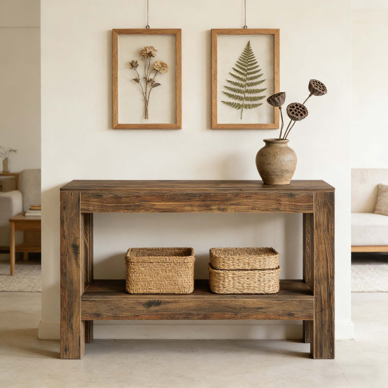 63" Console Table, Farmhouse 2-Tier Entryway Table Sofa Table