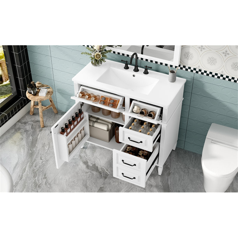 Meuble-lavabo 36 po avec comptoir en céramique, Blanc
