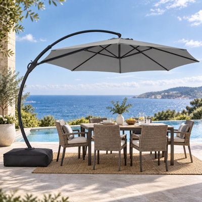 12 Ft. Heavy-Duty Cantilever Umbrella with Base Foot Pedal 360° Rotation