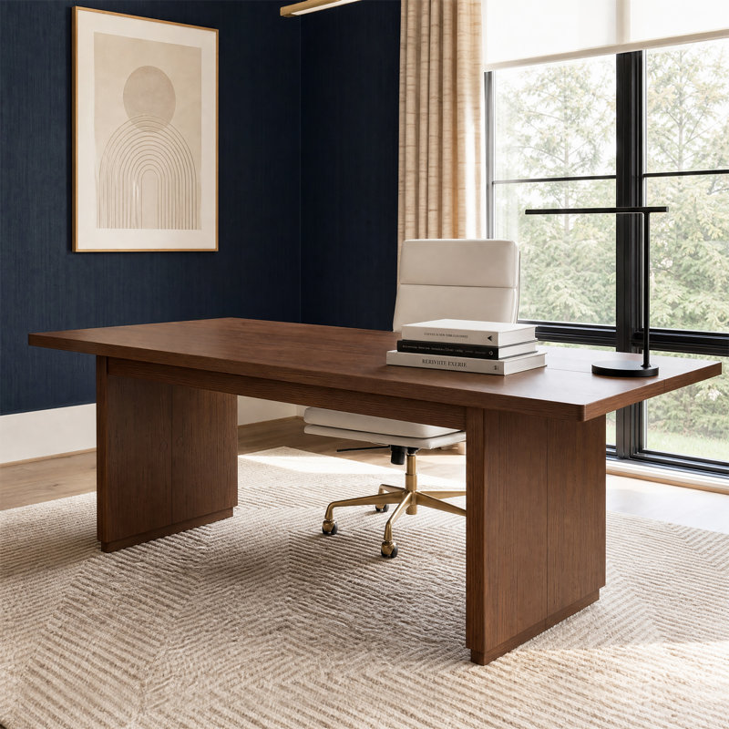 83.9'' W Solid Oak Executive Computer Desk