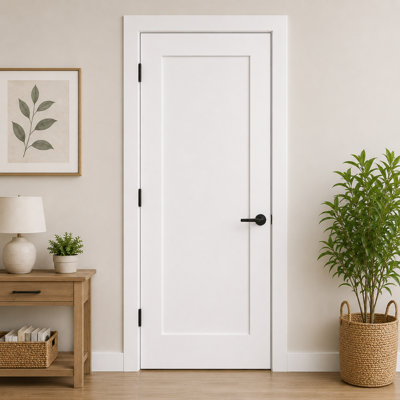 1-Panel Solid Core Shaker Prehung Interior Door with Jambs and Hinges