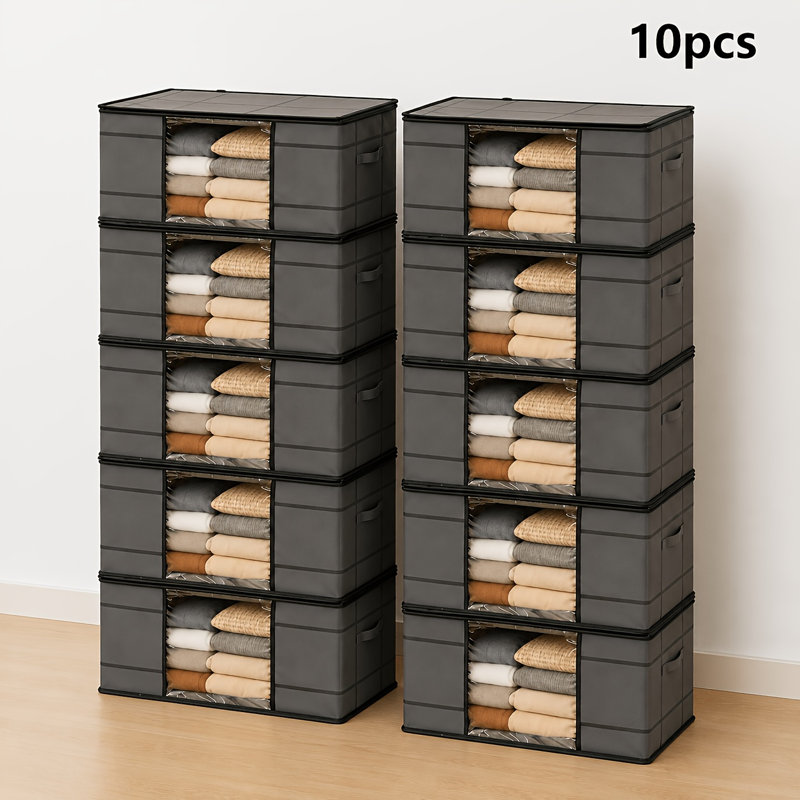 10Pcs Stackable Clothes Storage Drawers with Clear Front Windows and Handles