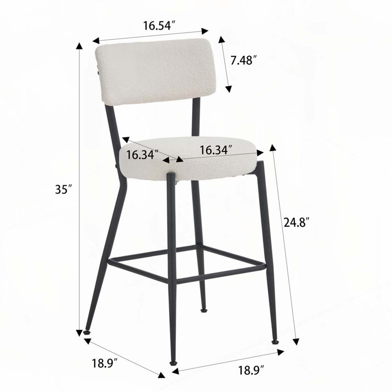 Tabouret de bar Teddy, Noir, Beige