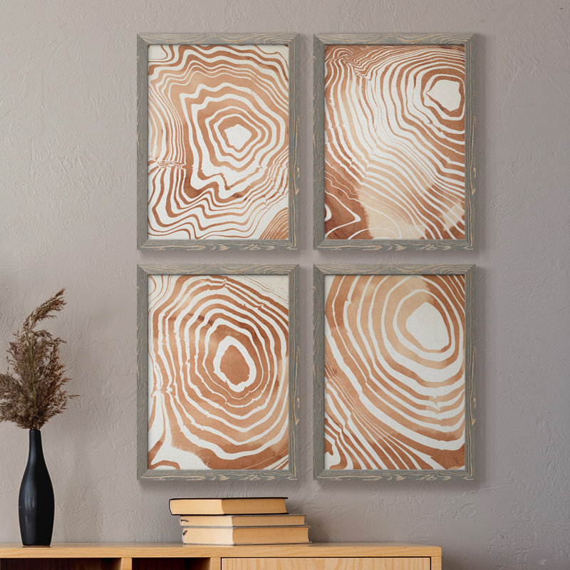 Toile encadrée de qualité supérieure «Wood Grain Suminagashi I» - prête à être accrochée, H 31,5 po x l 47 po x P 1,5 po
