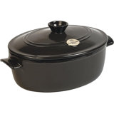Emile Henry Made In France Flame Oval Stewpot Dutch Oven, 6.3 quart, Charcoal