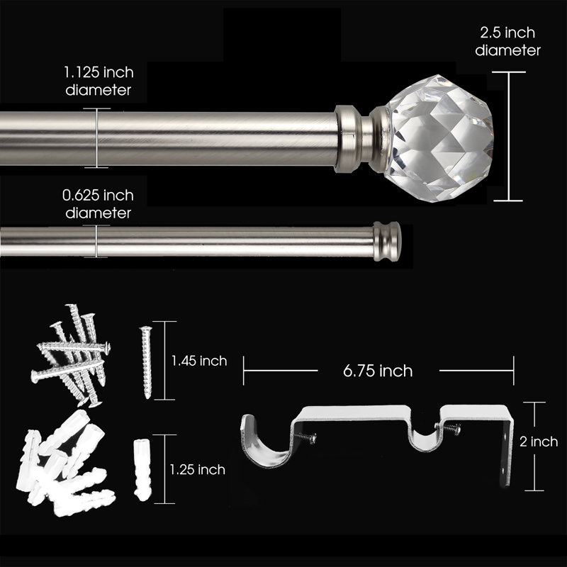 Tringle à rideaux double réglable 1,12 po Odessa, 36" - 72", Argent