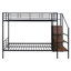 Lit superposé en fer noir avec rangement latéral et armoire à vêtements - choix d'économie d'espace, structure de construction, configuration latérale sécuritaire de la tablette et du support, option de literie-1273542569-1273542572