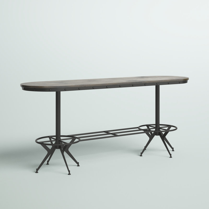 Cordova Pine Oval Solid Wood Top Metal Base Dining Table