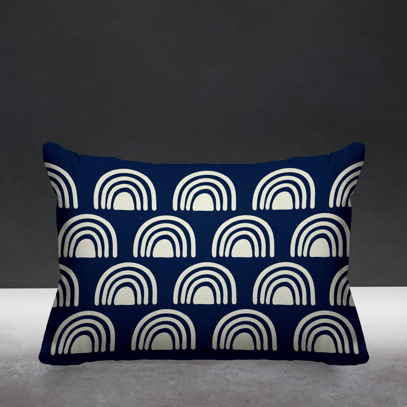 Coussin décoratif intérieur / extérieur Rainbow Boho, Bleu marine