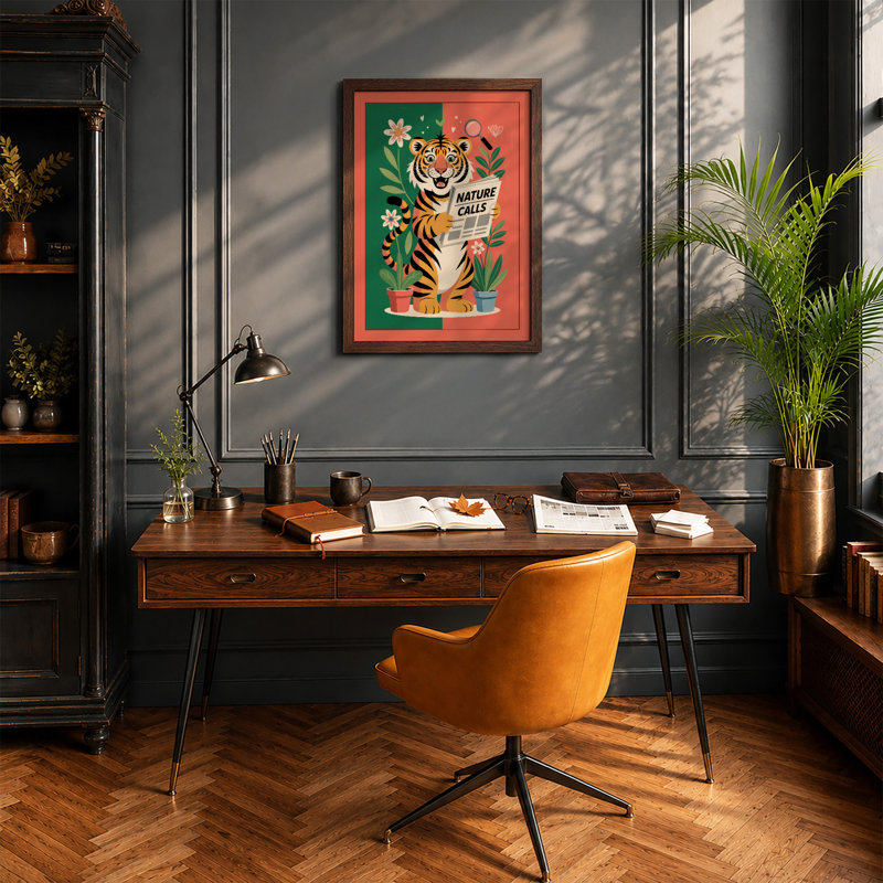 Nature Calls Modern - Framed Print, Walnut, A4 - 29.7 x 21.0 cm