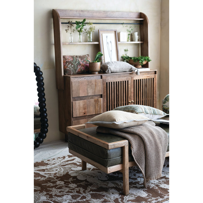 Tapis tissé en jacquard de laine et de coton à motif floral
