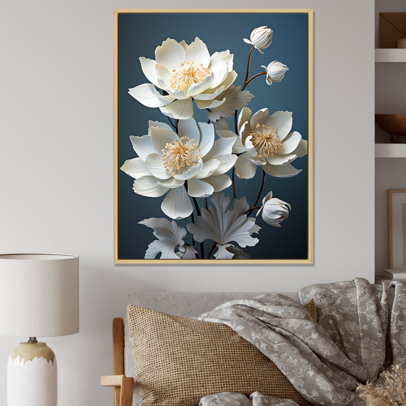 Lotus Bliss dévoilé sur toile, Cadre naturel flottant, H 44 po x l 34 po x P 1,5 po