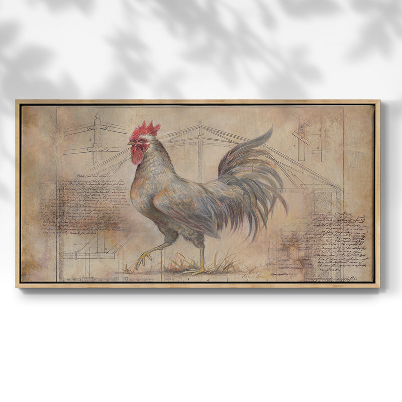 Rustic Fowl II - Toile tendue avec châssis tendue, prête à accrocher, Naturel, H 17 po x l 33 po