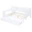 Lit de jour double avec bureau et 3 tiroirs - Bois de pin blanc pour une chambre à coucher confortable-2070539245-2070539243
