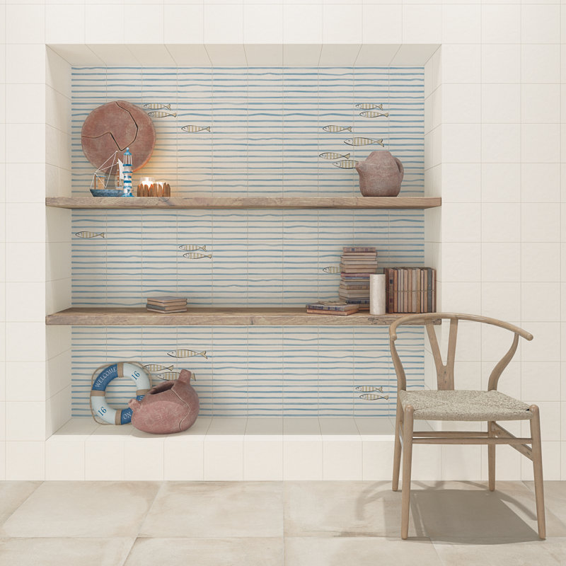 Berta 7-7/8 In. X 7-7/8 In. Ceramic Wall Tile, Olas