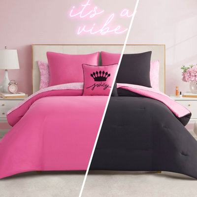 Juicy Couture In The Wild Reversible Solid Comforter Bed-in-a-Bag Set
