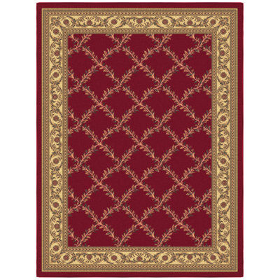 Non-Slip Trellis Area Rug For Living Room, Hallway Runner, Entryway Rug, Red