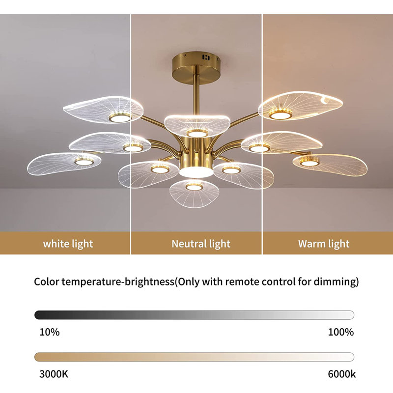 10 - Light Dimmable Sputnik LED Chandelier with Remote Control Included