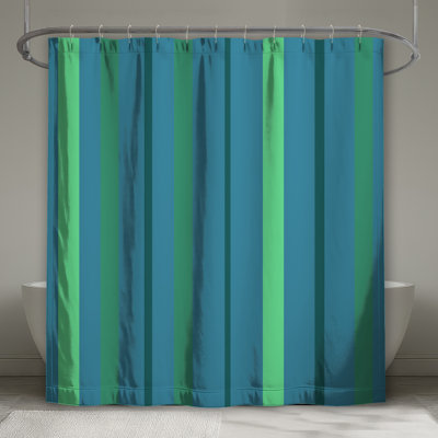 Green Blue Stripes Shower Curtains Extra Long