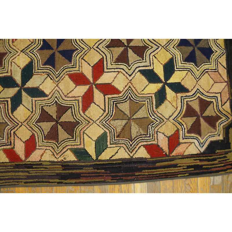 Antique American Hooked Rug Small Scatter Size Wool Multi