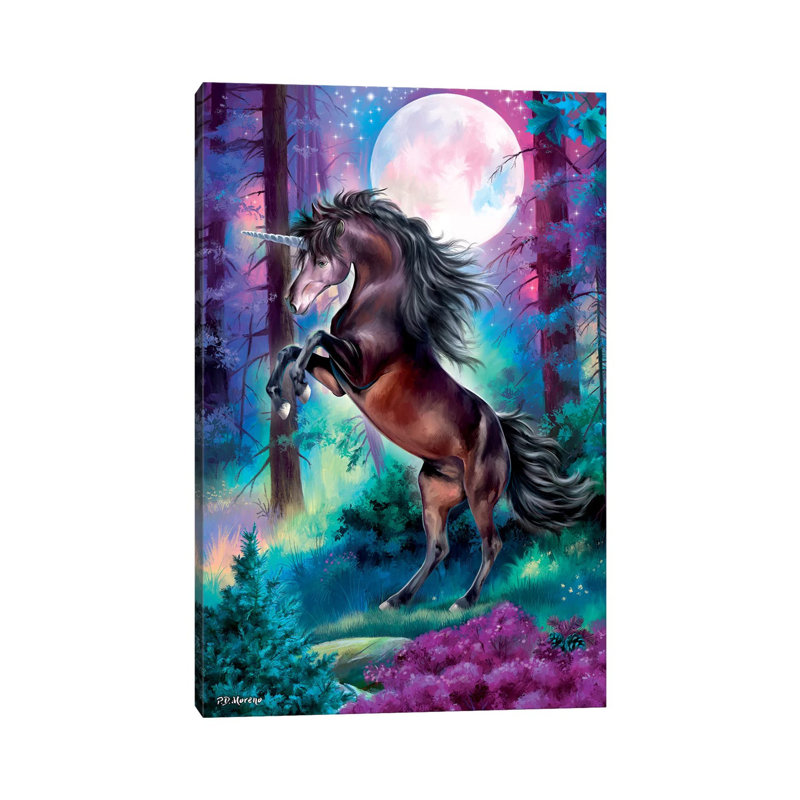 Black Unicorn by P.D. Moreno - Wrapped Canvas Print, 20.32 cm H x 30.48 cm W