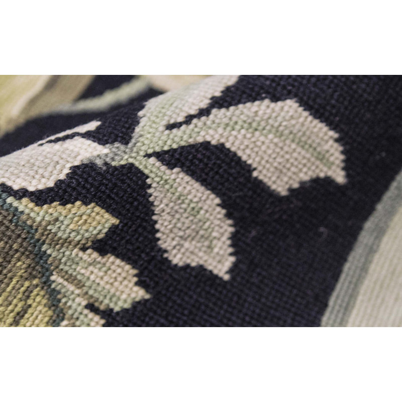 Hand-Knotted High-Quality Black and Light Gren Area Rug
