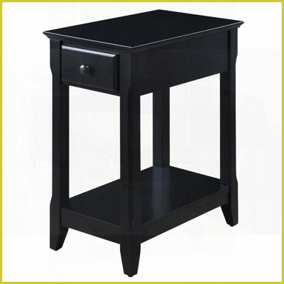 Space-Saving Black Coffee Table with Drawer &amp; Bottom Shelf for Small Apartments