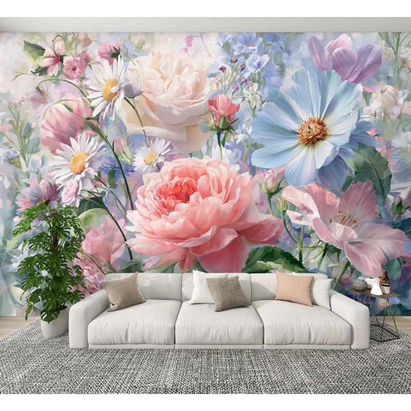 Papier peint auto-adhésif Floral, L 144 po x l 100 po