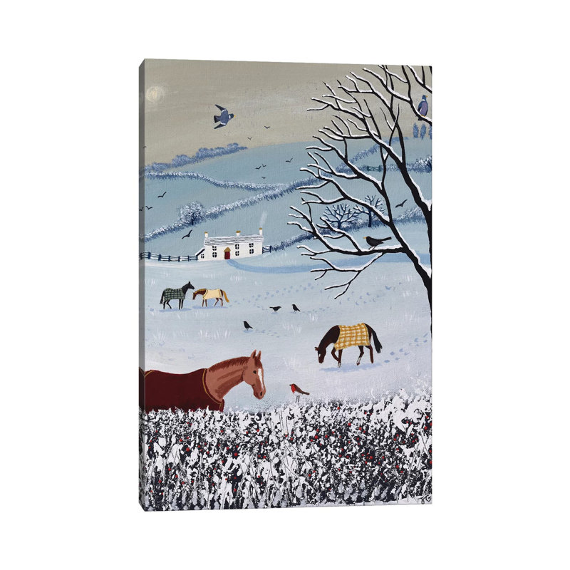 Over Snowy Hedge by Jo Grundy - Painting on Canvas, Wrapped Canvas, 66.04 cm H x 45.72 cm W x 3.175 cm D