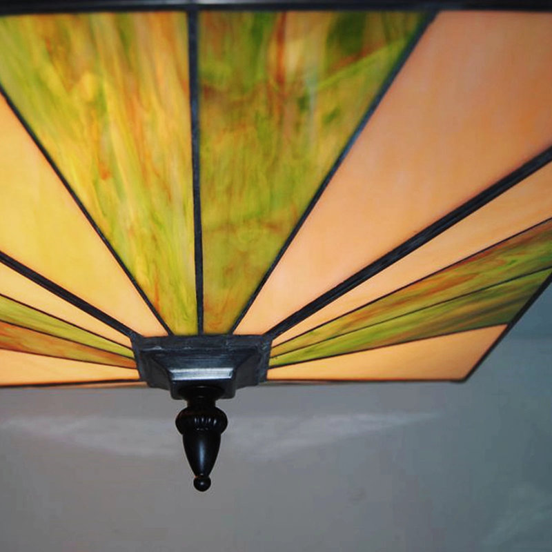 Tiffany 6"-Wide Retro Square Tiffany Ceiling Light