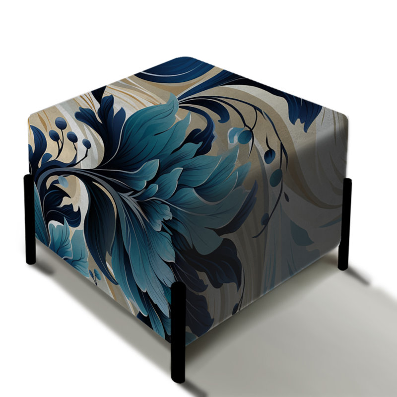 Motif floral de style nautique maritime - repose-pieds carré Cottage