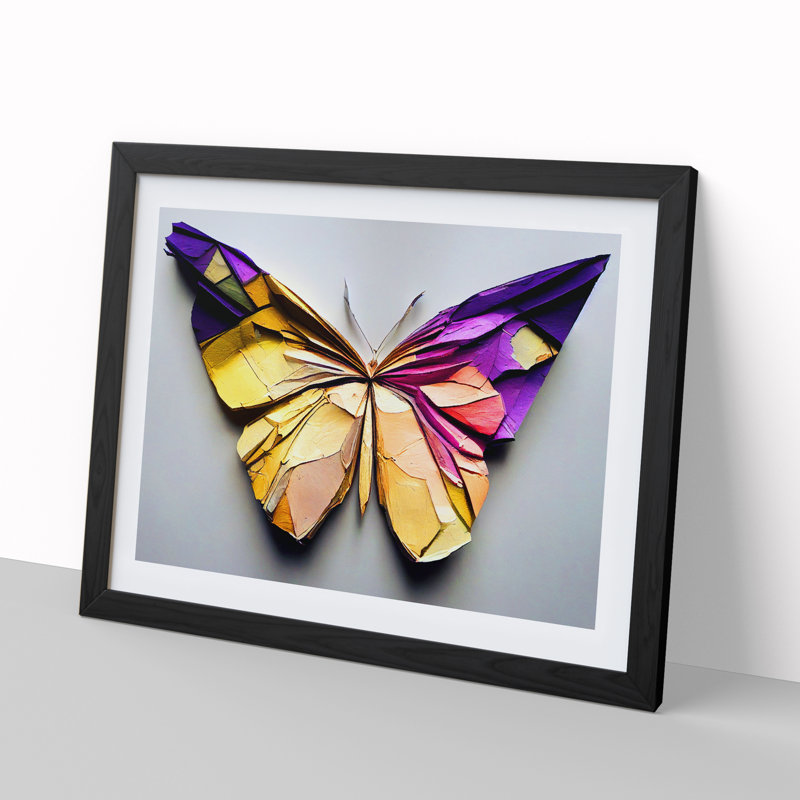 Shining Butterfly - Single Picture Frame Print, Black, 46cm H x 64cm W x 2cm D