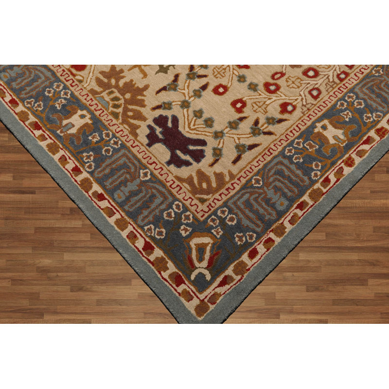 Tapis oriental beige en laine touffeté à la main KPSI Arts and Craft, Rond 6 pi