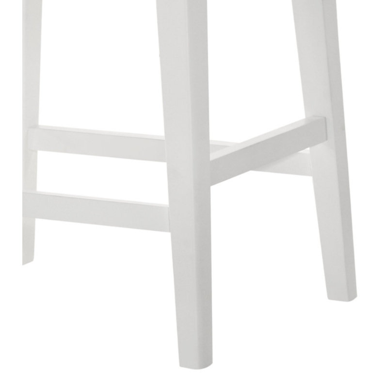 Sasha 17"W White Counter Height Stool With Upholstered Seat, White