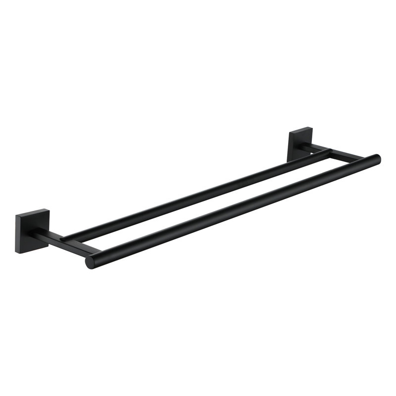 Double barre à serviettes murale 24 po, Noir mat