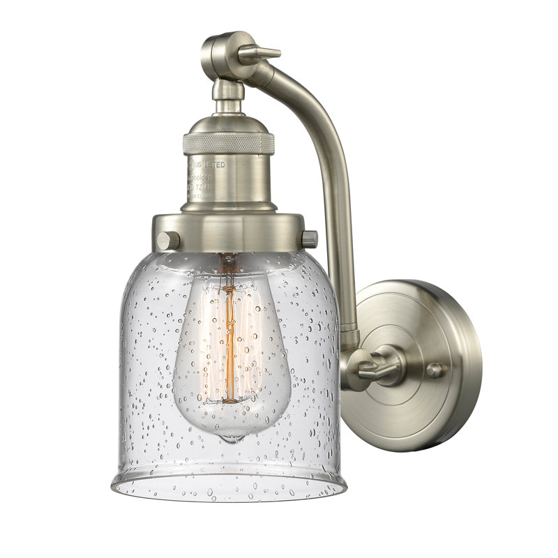 Applique murale 1 lumière 5 po Bell, Ampoule à DEL rétro de 6 watts, Grainé, Nickel satiné brossé