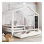 Lit double avec tableau noir et tiroirs, deux options d'assemblage, blanc