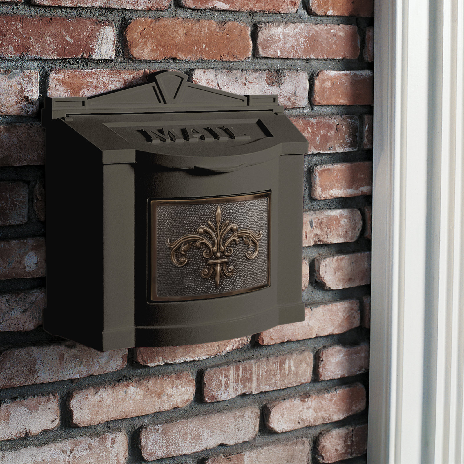 Wall-Mounted Mailbox with Brass Accent, Bronze