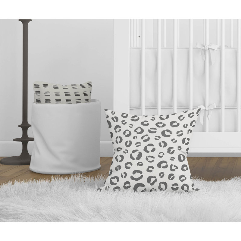 Coussin Leopard, Ivoire / imprimé animal anthracite, H 20 po x l 20 po