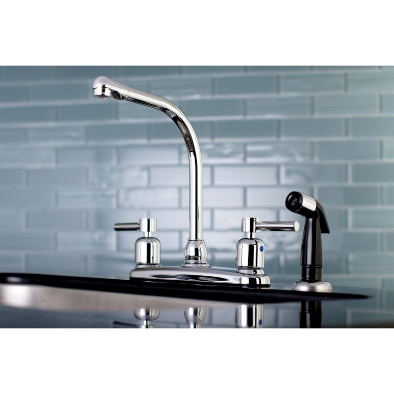 Kingston Brass Concord Two-Handle 4-Hole 8" Centerset Kitchen Faucet with Side Sprayer