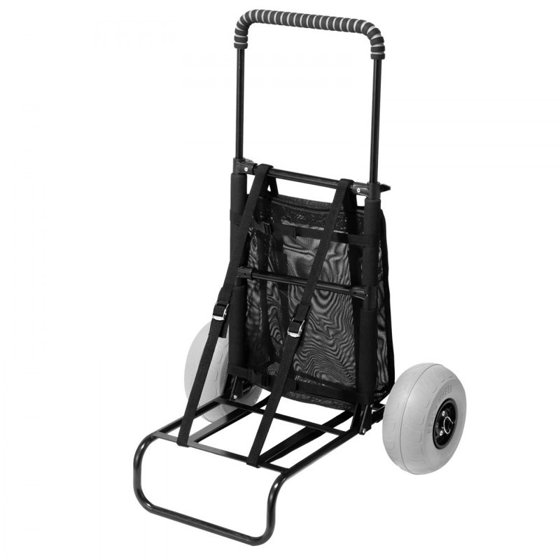 Black Steel Folding Beach Cart with Balloon Wheels
