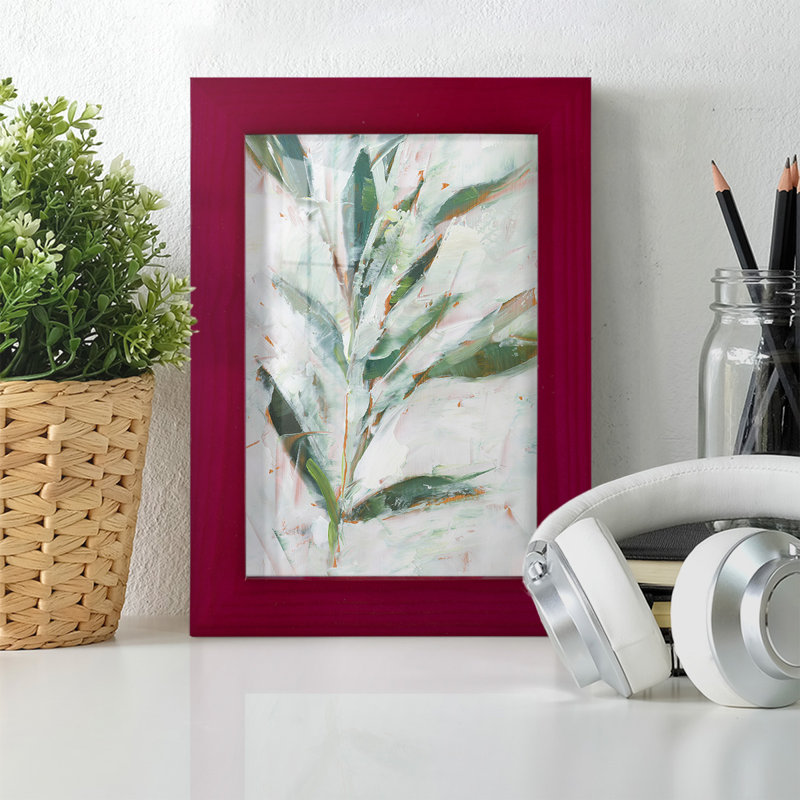 «Tropical Foliage Study I», reproduction d'art sur toile, H 9 po x l 7 po x P 1 po, Papier encadré rouge