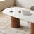 71" Modern Oval Writing Desk,Glossy White Office Table,with Double Solid Wood Legs-695320466