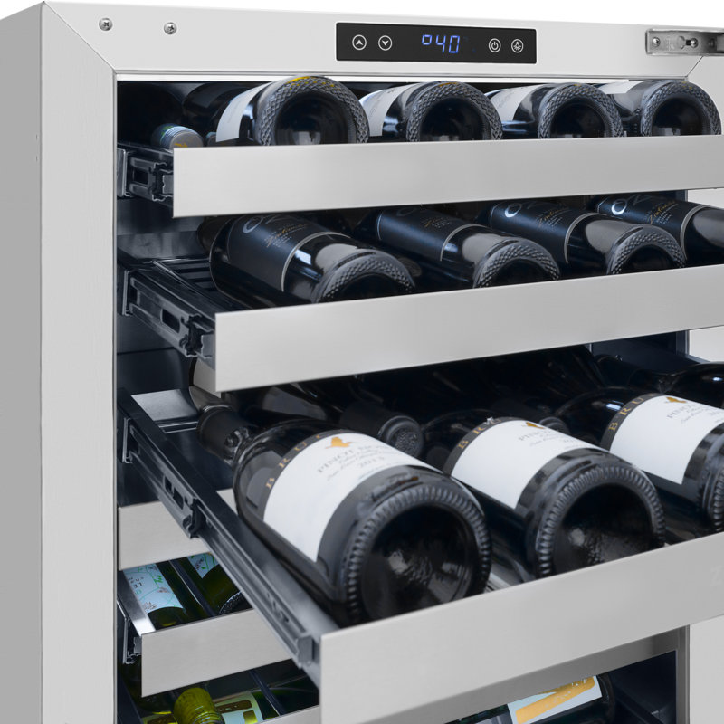 23.88 44 Bottle Wine Refrigerator, White/Matte Black