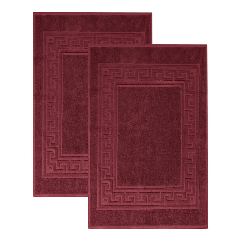 Ensemble de tapis de bain à bordure réversible 100% coton Subra, Bourgogne