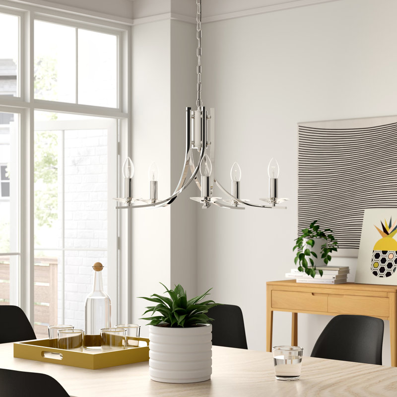 Lustre style chandelier à 5 lumières Pamelia, Chrome