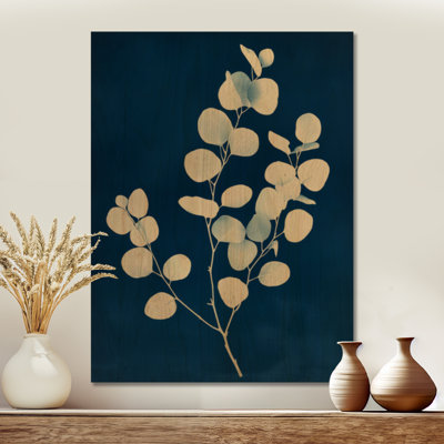 Eucalyptus in Prussian Blue II - Botanical Round Wood Wall Art