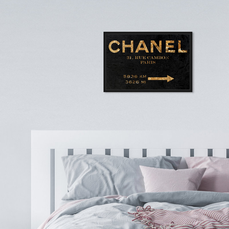 Couture, panneau de signalisation «Night», impression sur toile tendue, L 15 po x H 10 po, Cadre noir