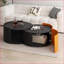 Table basse ronde noire avec plateau extensible et rangement, panneau de fibres à densité moyenne, sans assemblage-555332581