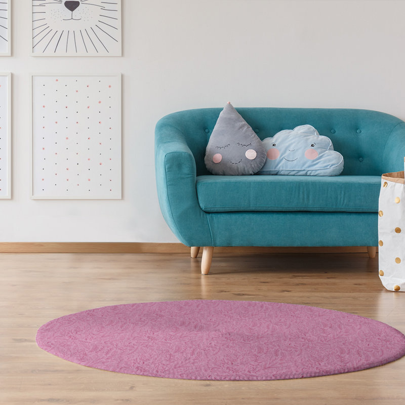 Tapis de zone rose floral ditsy, Rond 5 pi